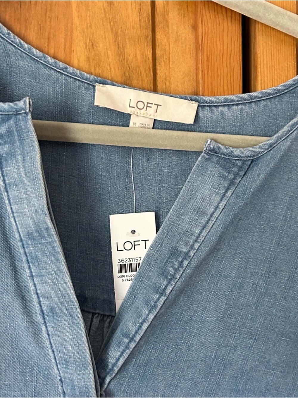 LOFT Denim-Style Chambray V-Neck Tunic - Light Blue - Picture 2 of 3